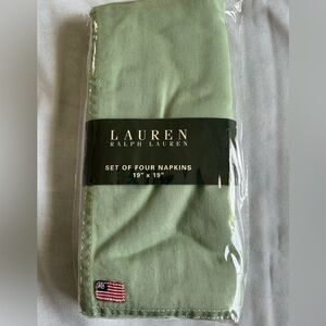 Ralph Lauren Flag Logo Green Cloth Napkins Set of 4 Brand New Old Stock Vintage